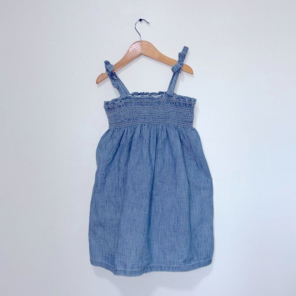 GAP Factory Sleeve Tie Blue Chambray Kids Dress Size 5T